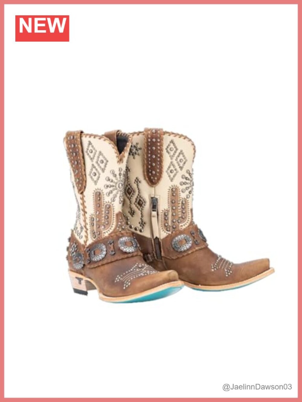 Lane Secret Journey Leather Mid Calf Western Boots Snip Toe
